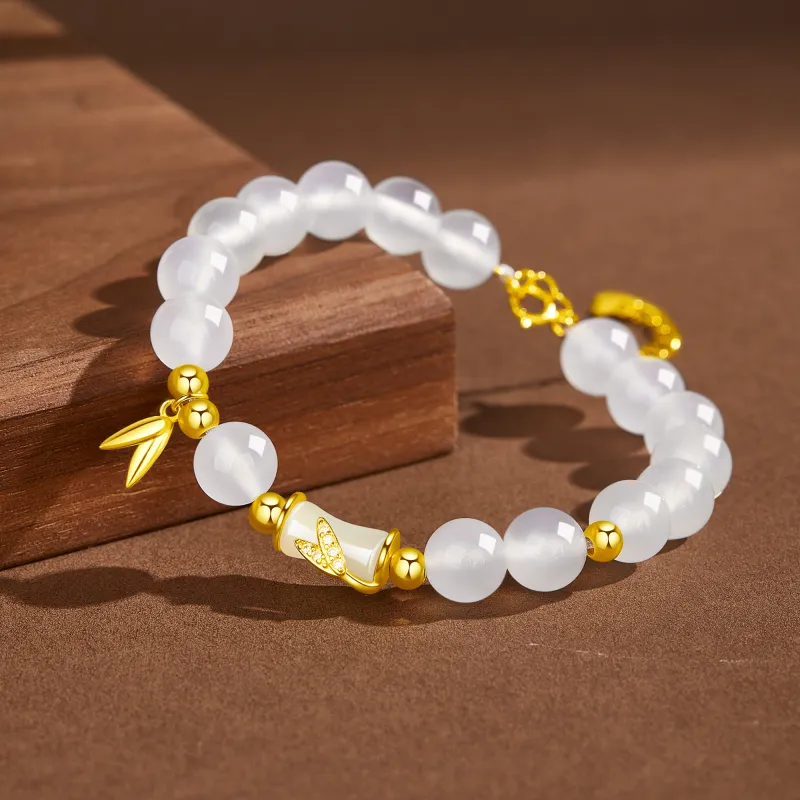Branded Jewelry Hetian Jade Bracelets Pale Greenish White Jade Women's-3