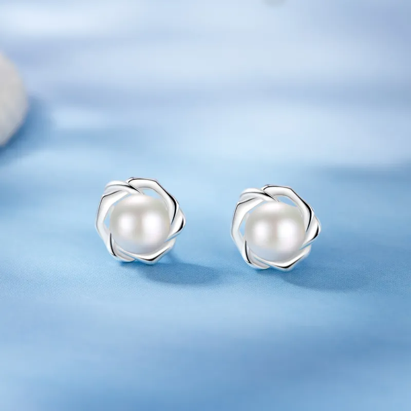 Branded Jewelry Pearl Stud Earrings Women's-1