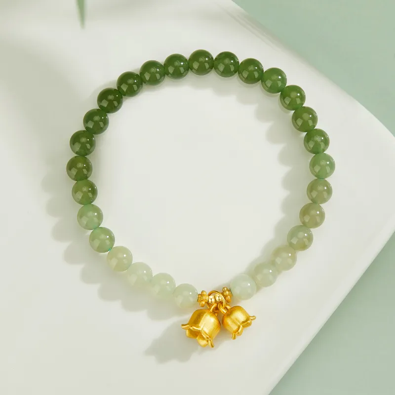 Branded Jewelry Hetian Jade Bracelets Pale Greenish White Jade Women's-4