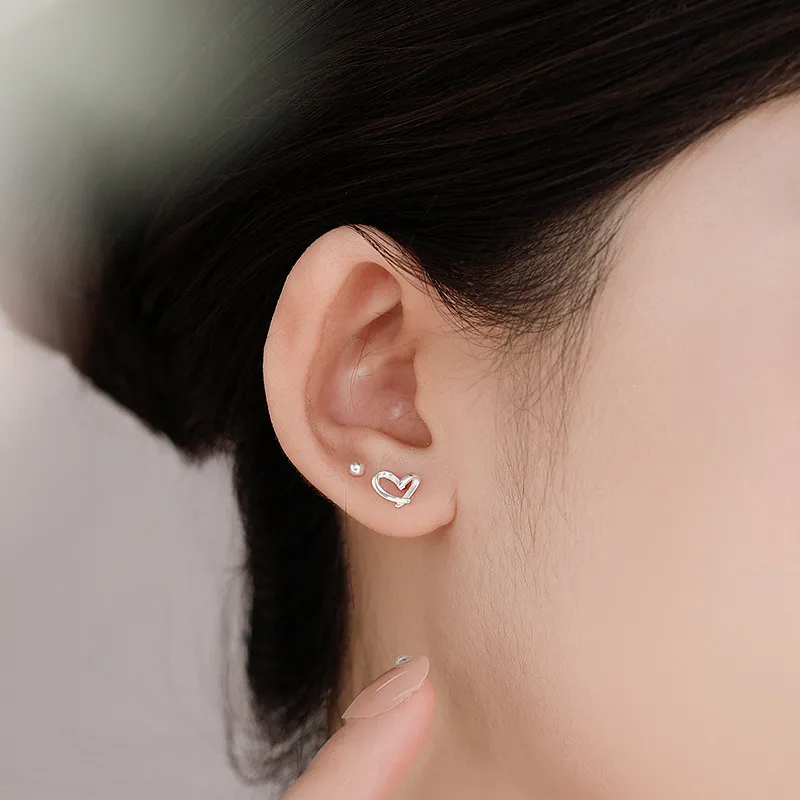 Branded Jewelry Sterling Silver S999 Stud Earrings Women's-1