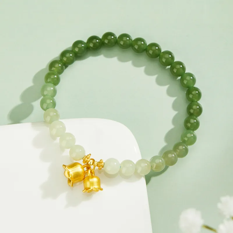 Branded Jewelry Hetian Jade Bracelets Pale Greenish White Jade Women's-11