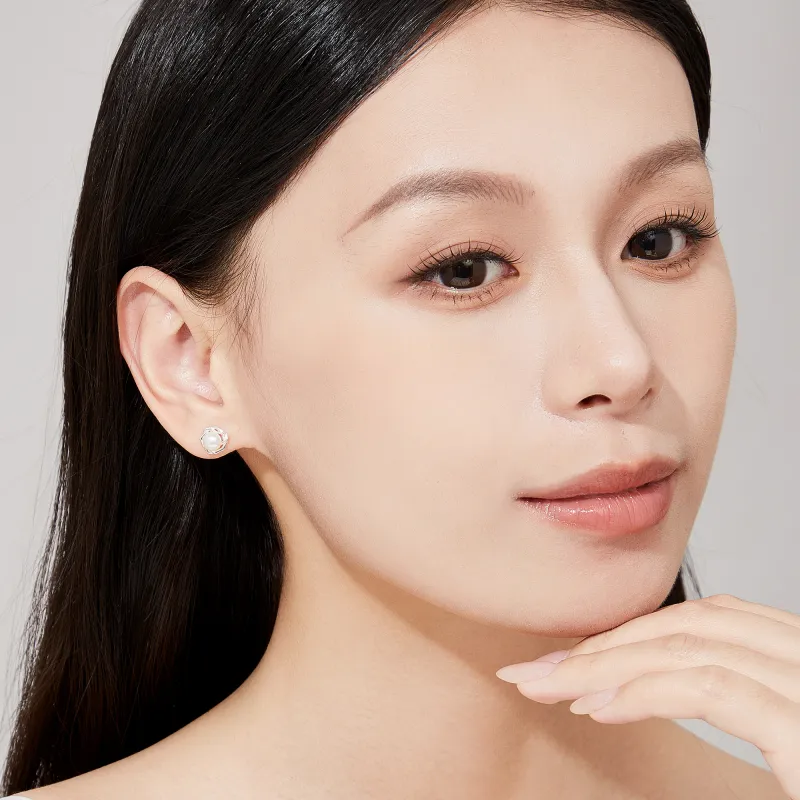 Branded Jewelry Pearl Stud Earrings Women's-5