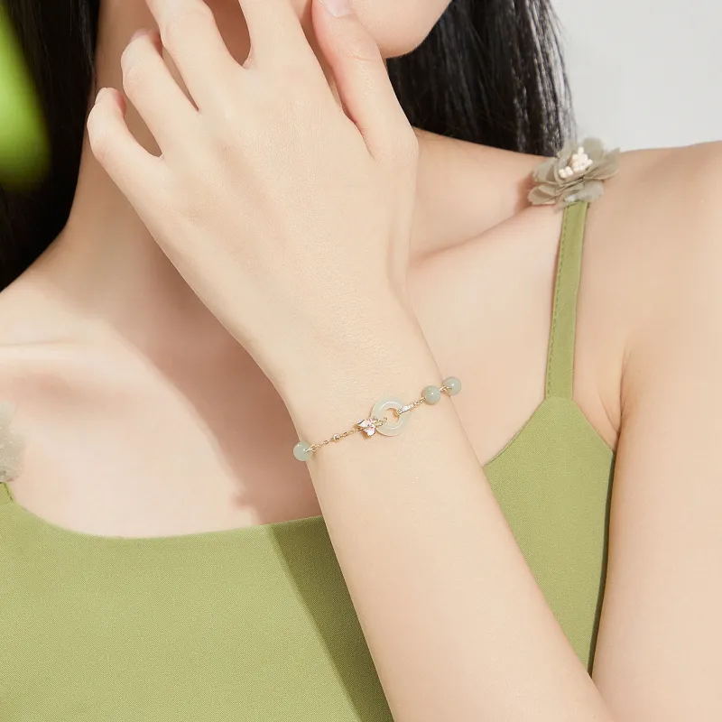 Branded Jewelry Bracelets Pale Greenish White Jade Women's-1
