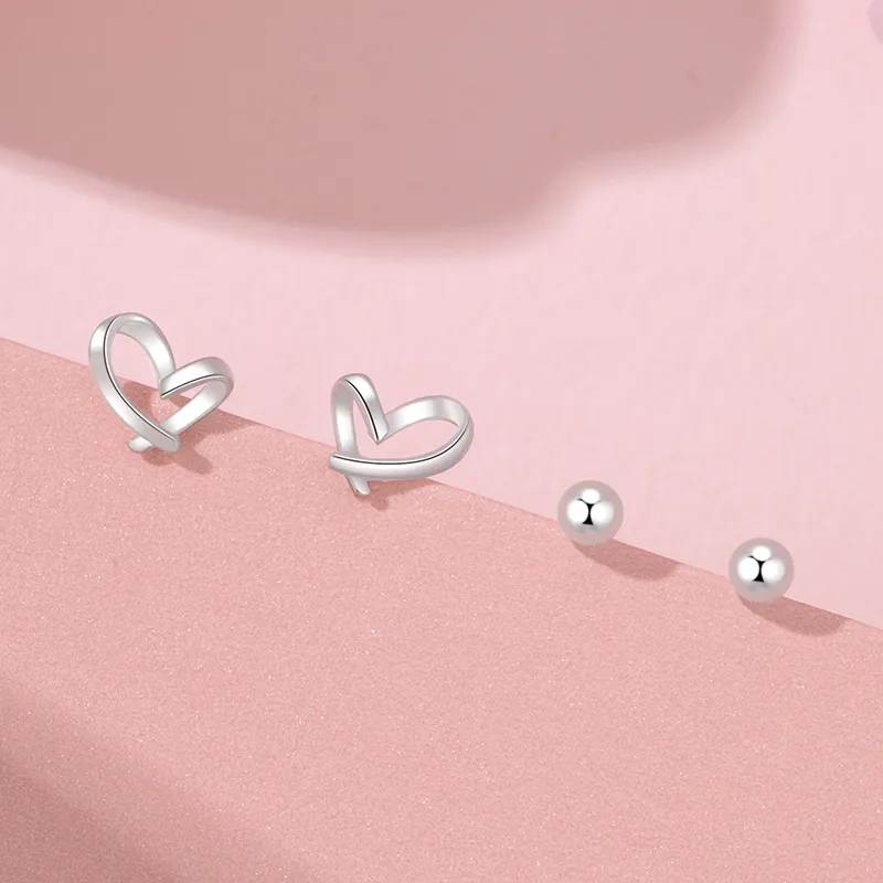 Branded Jewelry Sterling Silver S999 Stud Earrings Women's-2