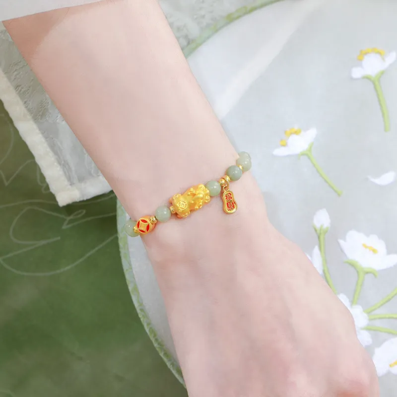 Branded Jewelry Hetian Jade Bracelets Pale Greenish White Jade Women's-3