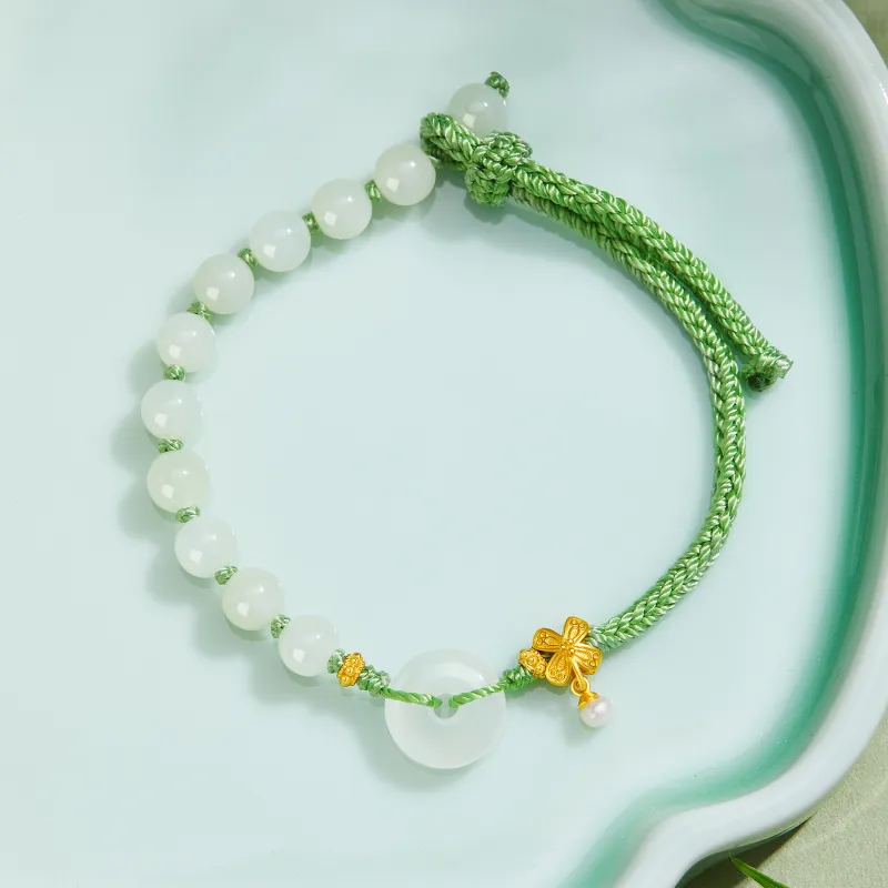 Branded Jewelry Hetian Jade Bracelets Pale Greenish White Jade Women's-3