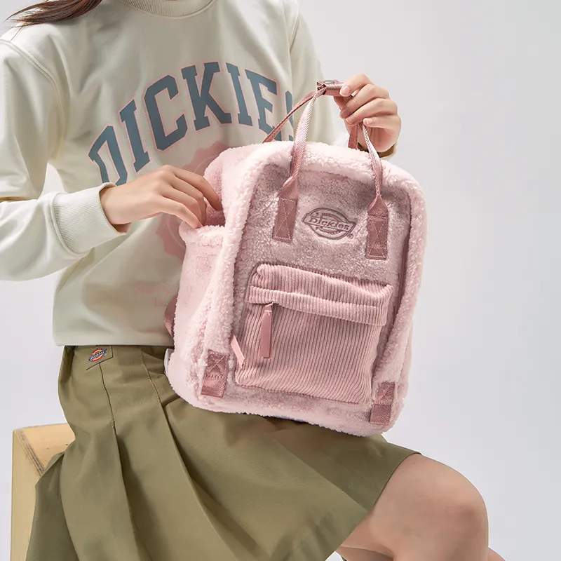 Dickies Polyester Backpack Small Size Women's Lotus Pink/Creamy Apricot/Coffee Brown-11