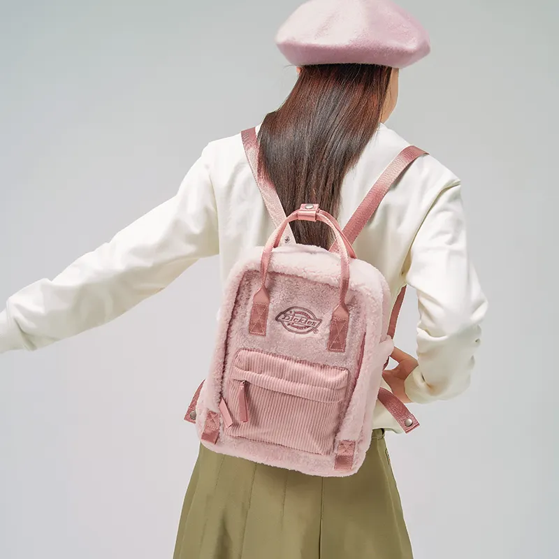 Dickies Polyester Backpack Small Size Women's Lotus Pink/Creamy Apricot/Coffee Brown-12