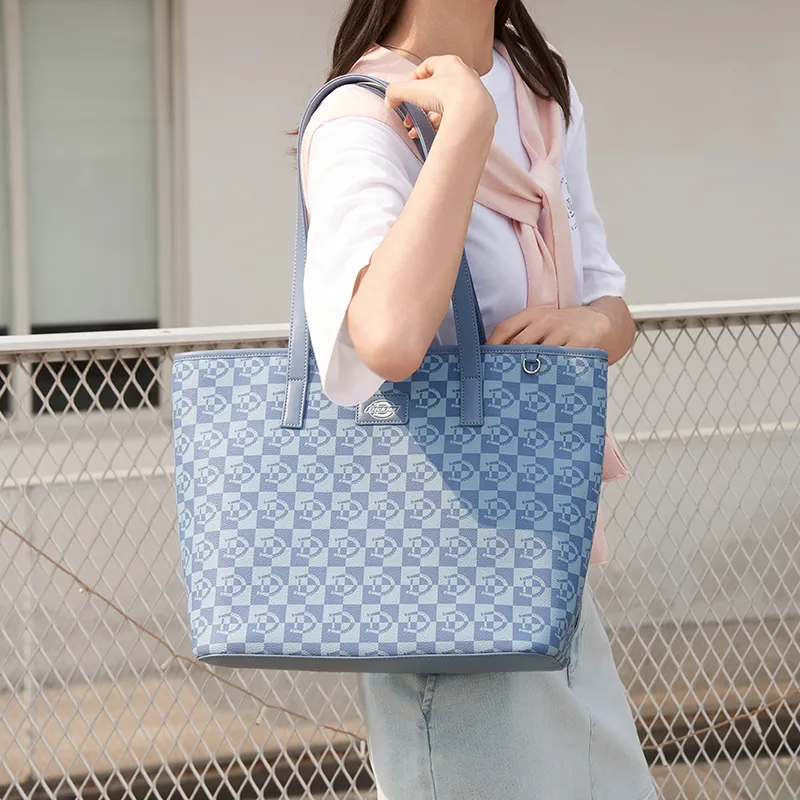 Dickies Polyvinyl Chloride Tote Bag, Shopping Bag, Shoulder Bag Women's Denim Blue/Light Khaki-10