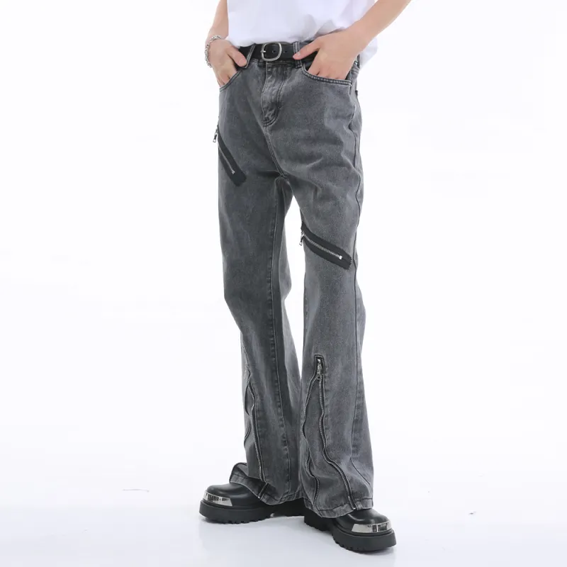 Voguo Relay New For Spring/Summer 2024 Slimming Bootcut Jeans Unisex Black Gray Color-3
