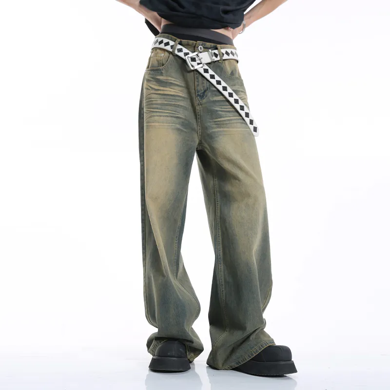 Voguo Relay Extended Length Floor Length Jeans Unisex Cyan-3
