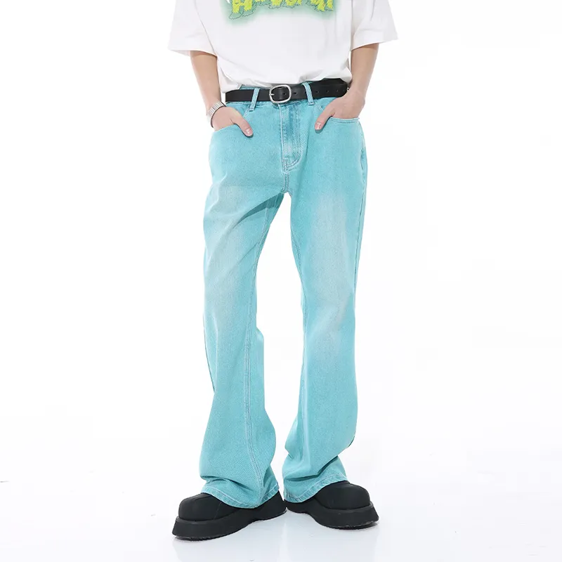 Voguo Relay Niche Jeans Bootcut Unisex Bamboo Leaf Cyan-6