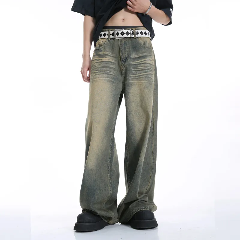 Voguo Relay Extended Length Floor Length Jeans Unisex Cyan-6