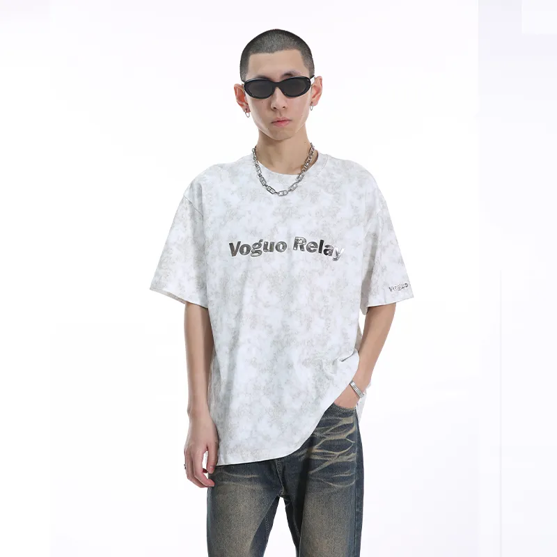 Voguo Relay Couple Set Loose Fit Crew Neck Short Sleeved T Shirts Unisex Black, White, Green-25