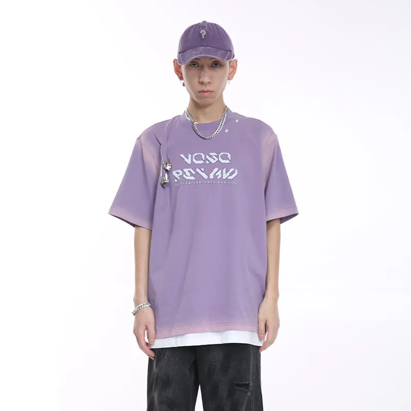 Voguo Relay Gradient Washable Short Sleeved T Shirts Unisex-3