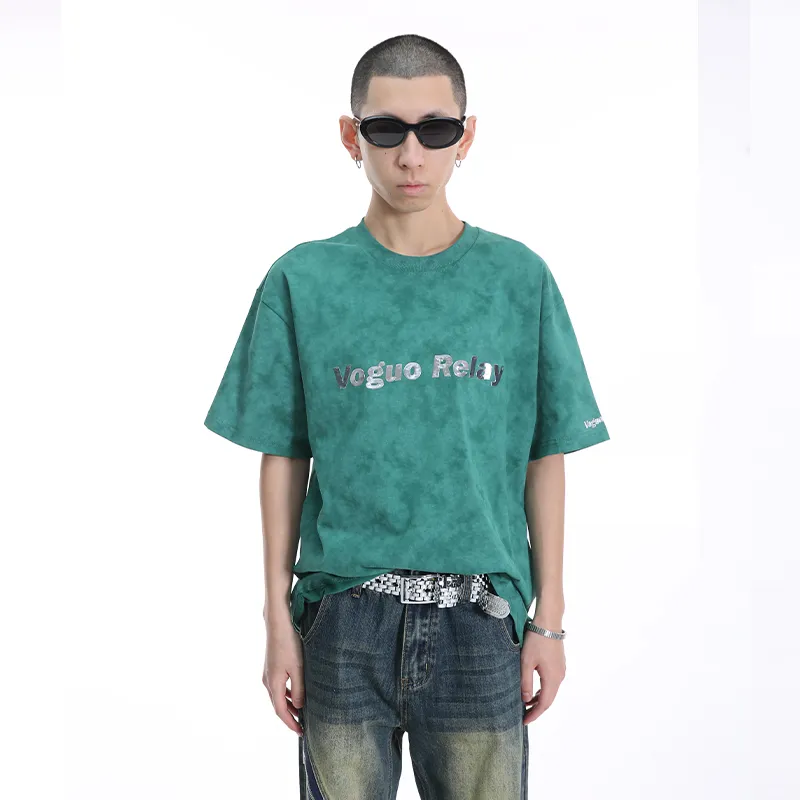 Voguo Relay Couple Set Loose Fit Crew Neck Short Sleeved T Shirts Unisex Black, White, Green-31