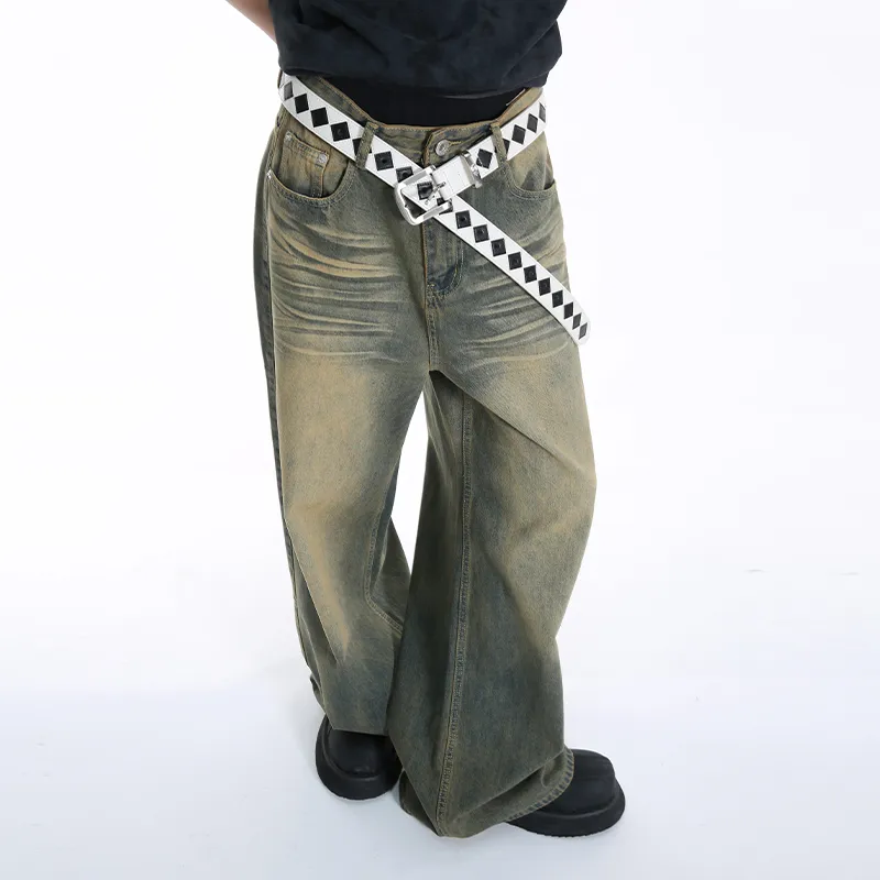 Voguo Relay Extended Length Floor Length Jeans Unisex Cyan-5