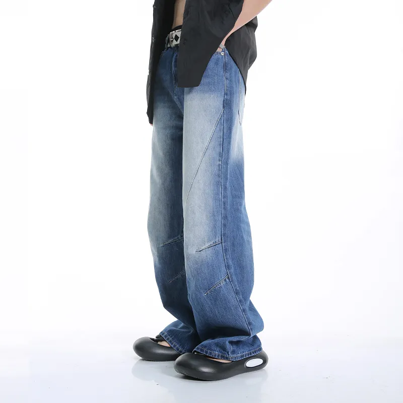 Voguo Relay Mid Rise Wide Leg Pants Jeans Unisex Blue-2