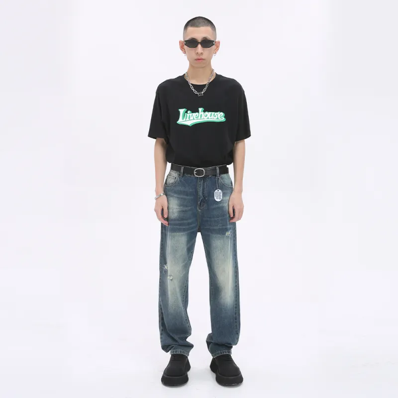 Voguo Relay 2024 Spring And Summer Mid Rise Elastic Waistband Jeans Unisex-3
