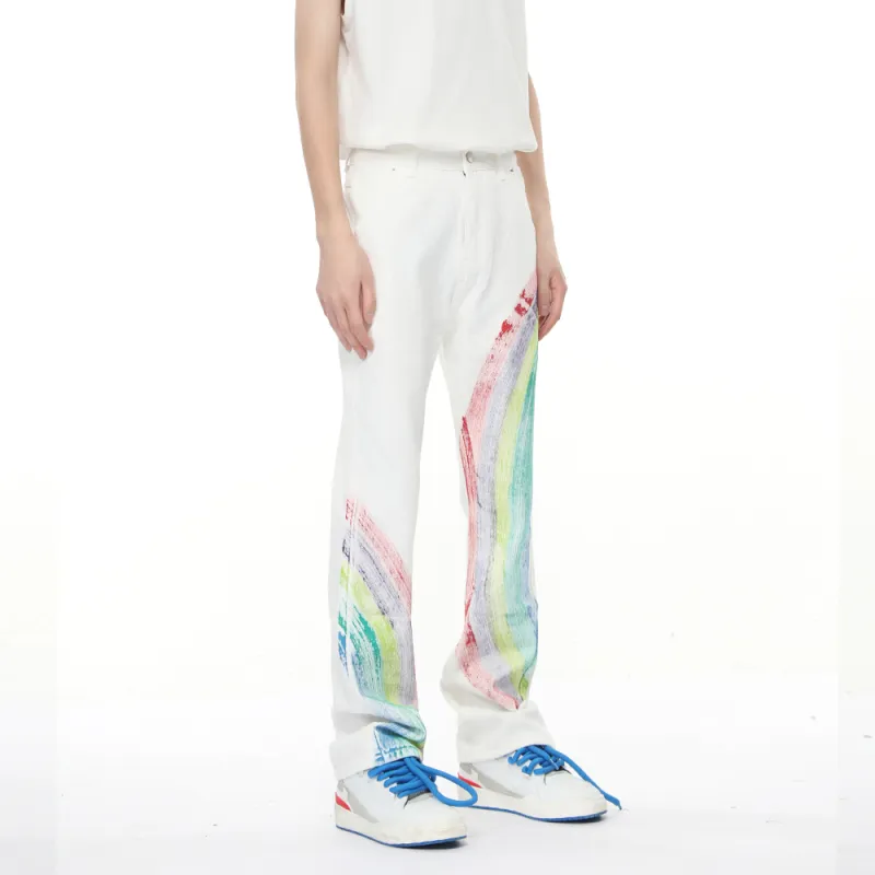 Voguo Relay Jeans Unisex Rainbow White-3