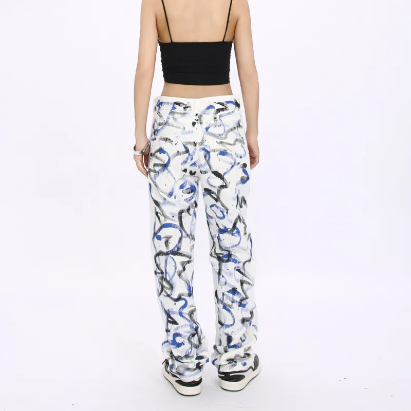 Voguo Relay Jeans Unisex Graffiti Blue-4
