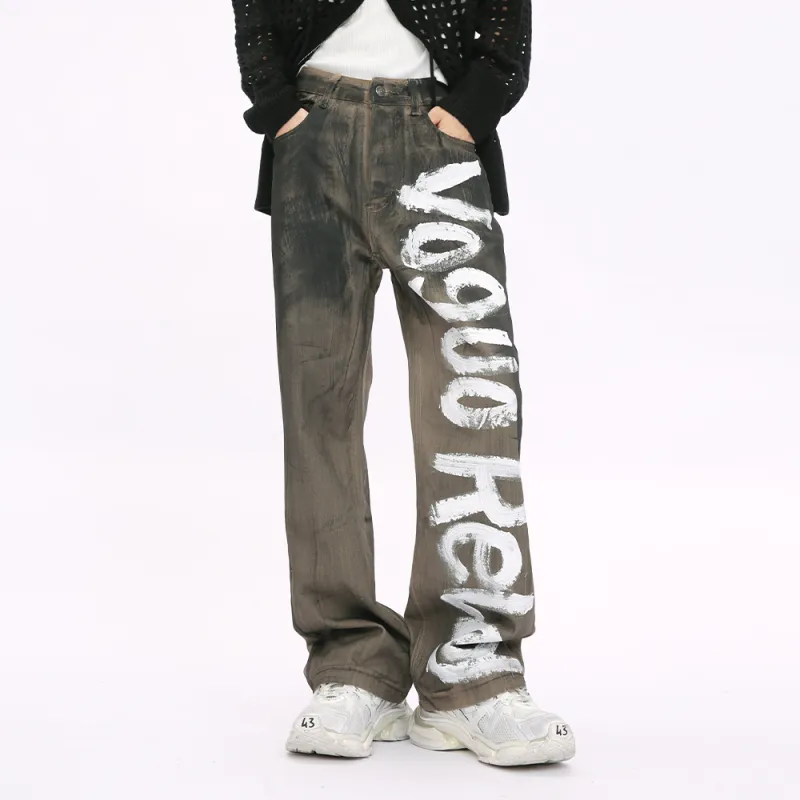 Voguo Relay Jeans Unisex Khaki White-2