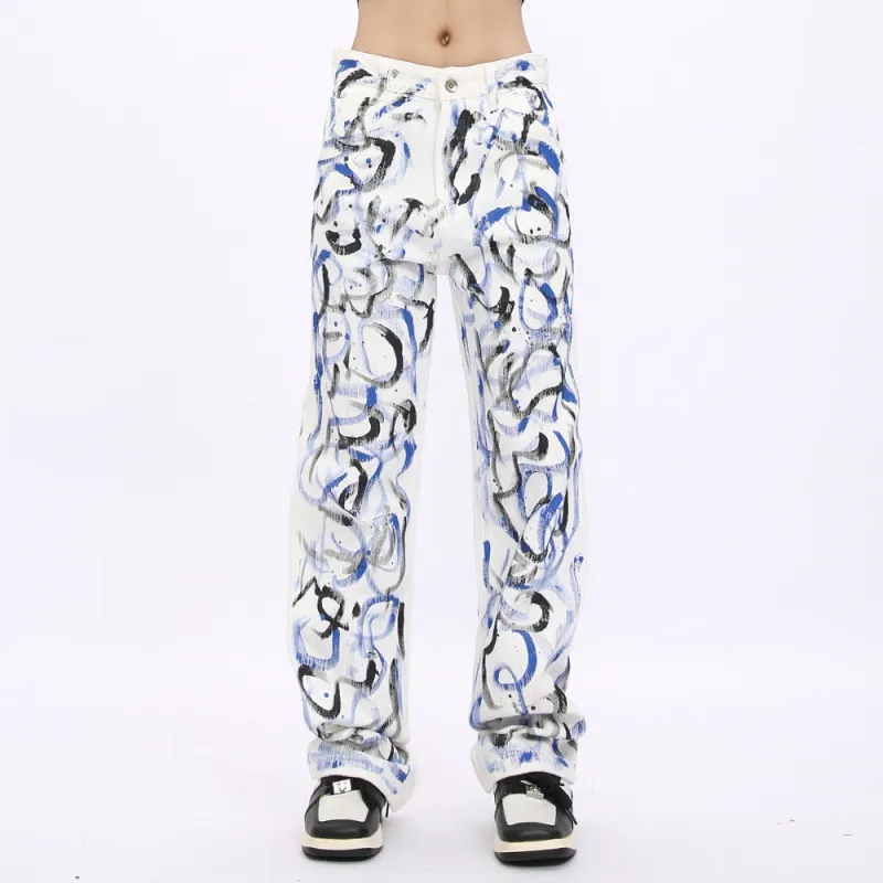 Voguo Relay Jeans Unisex Graffiti Blue-2