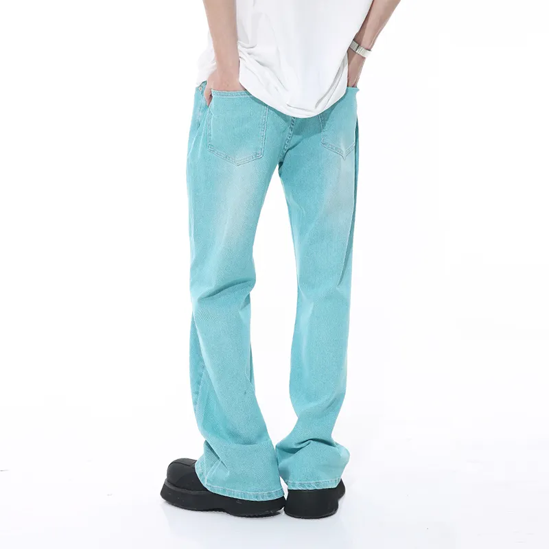 Voguo Relay Niche Jeans Bootcut Unisex Bamboo Leaf Cyan-5