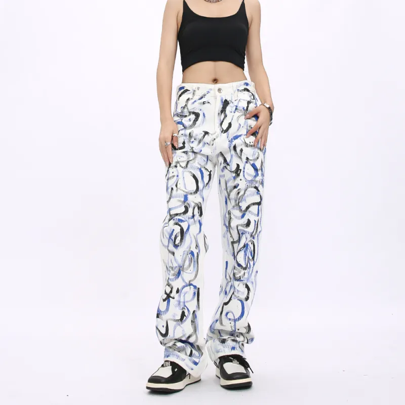 Voguo Relay Jeans Unisex Graffiti Blue-6