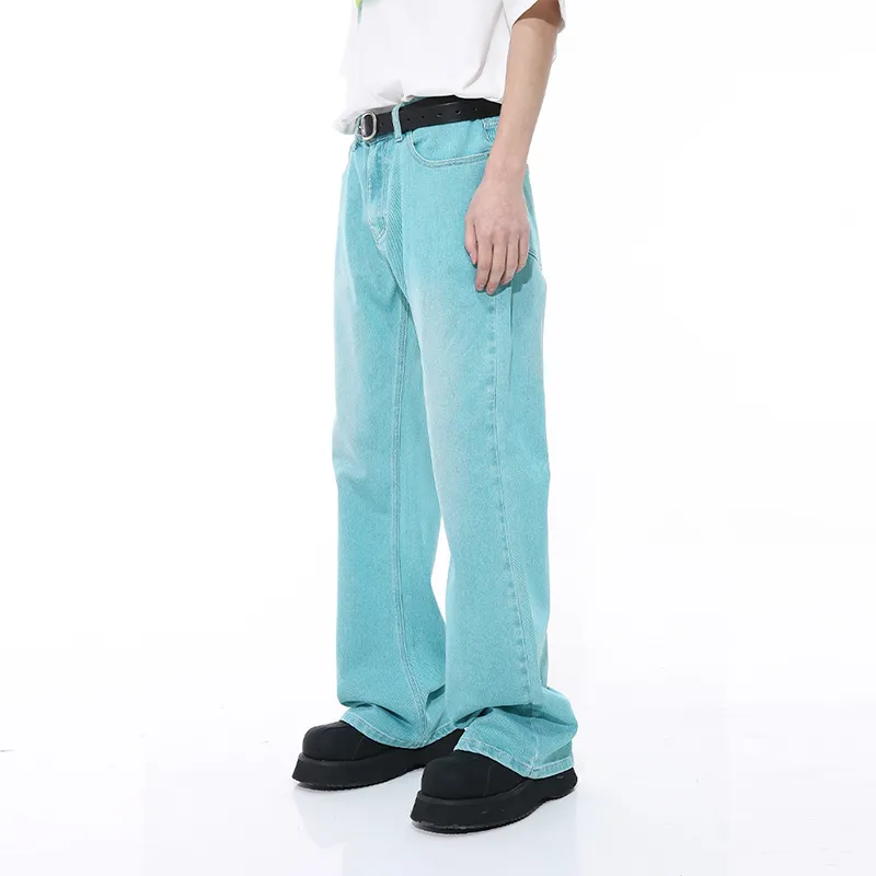 Voguo Relay Niche Jeans Bootcut Unisex Bamboo Leaf Cyan-3