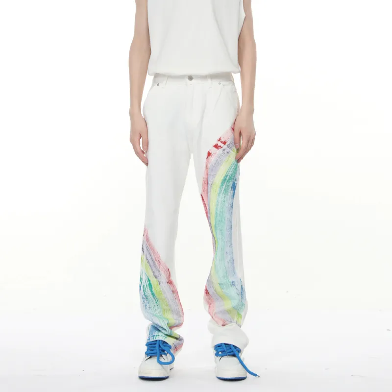 Voguo Relay Jeans Unisex Rainbow White-2