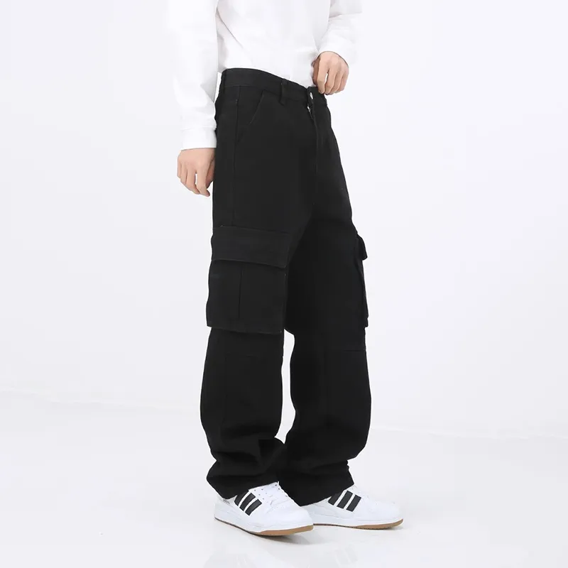 Voguo Relay Jeans Loose Straight leg Unisex Black-5