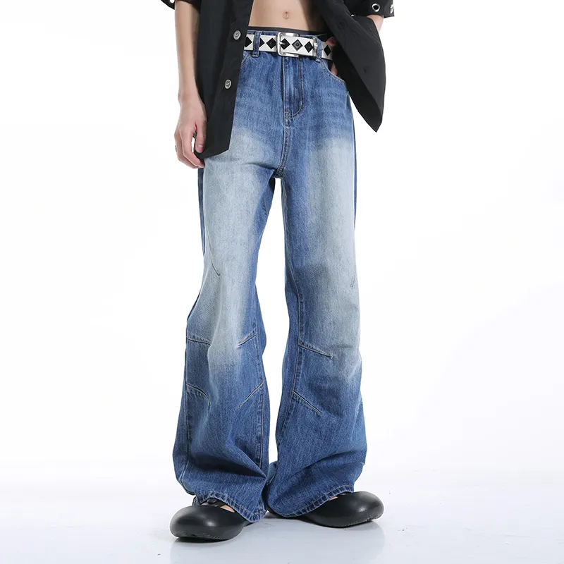 Voguo Relay Mid Rise Wide Leg Pants Jeans Unisex Blue-6