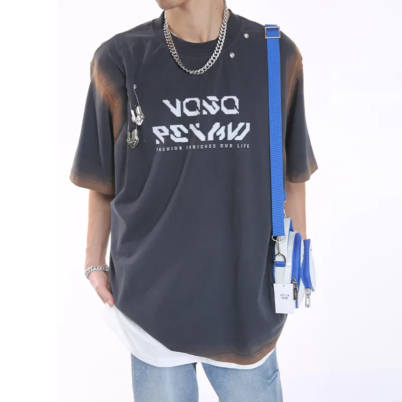 Voguo Relay Gradient Washable Short Sleeved T Shirts Unisex-6