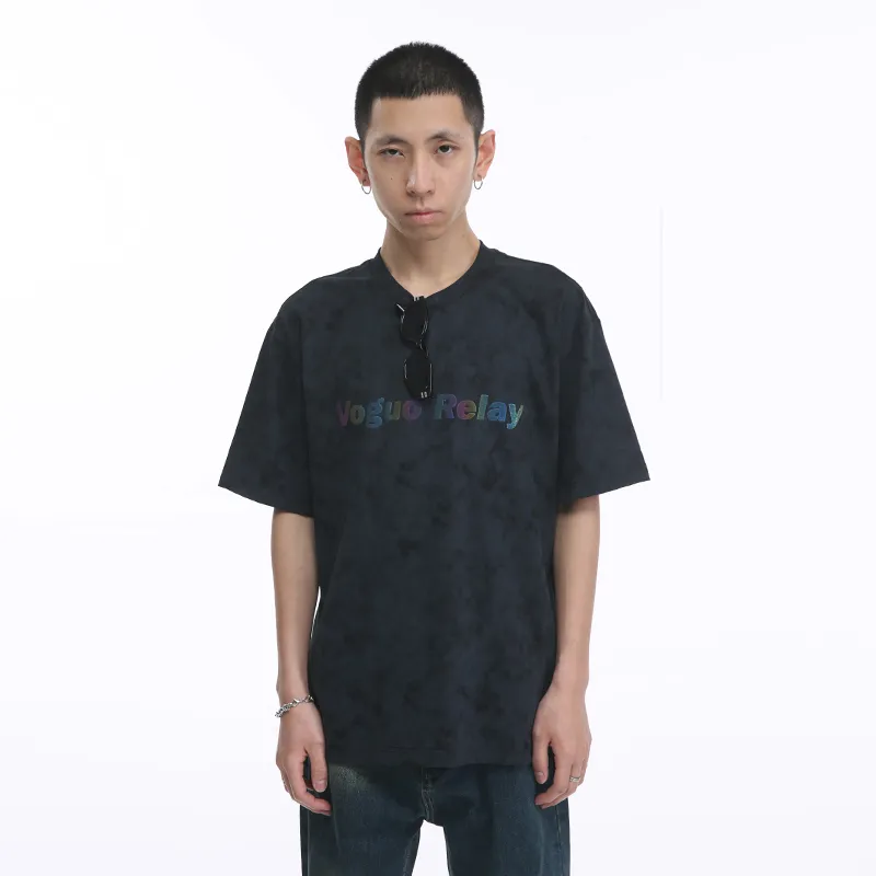 Voguo Relay Couple Set Loose Fit Crew Neck Short Sleeved T Shirts Unisex Black, White, Green-2