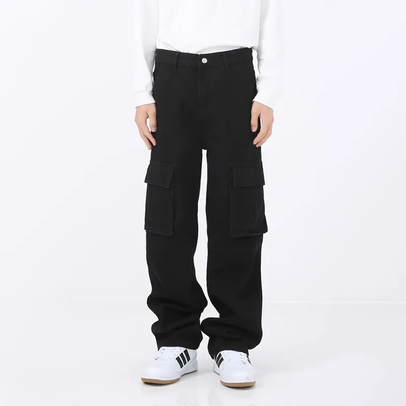 Voguo Relay Jeans Loose Straight leg Unisex Black-2