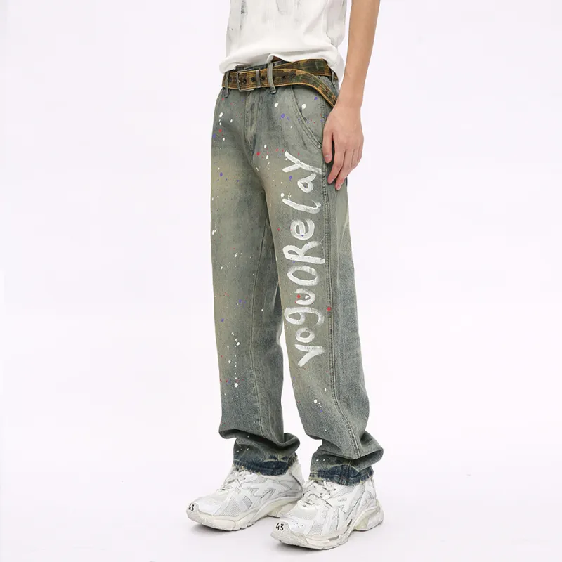 Voguo Relay Jeans Unisex Splashed Blue-4