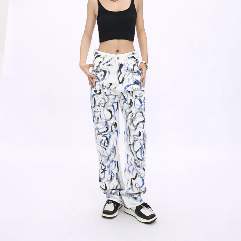Voguo Relay Jeans Unisex Graffiti Blue-3