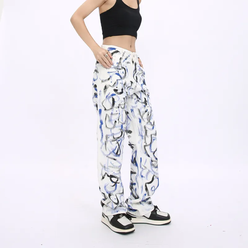 Voguo Relay Jeans Unisex Graffiti Blue-5