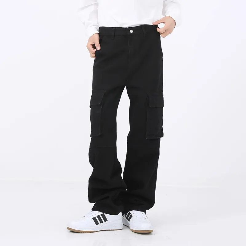 Voguo Relay Jeans Loose Straight leg Unisex Black-3