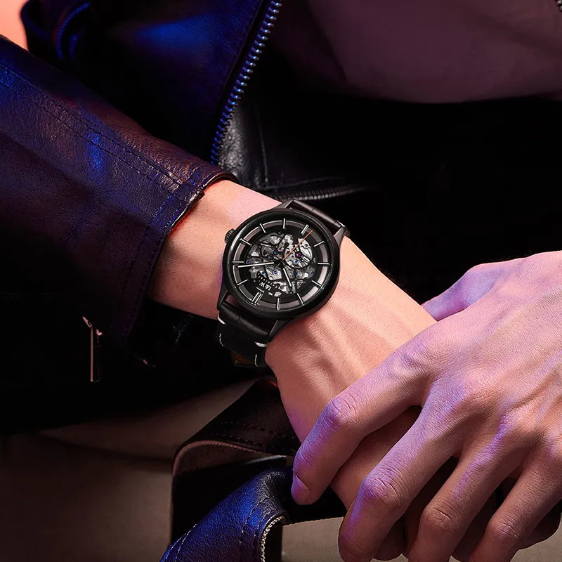 I&W CARNIVAL HWGUOJI Black Panther Collection Automatic Mechanical Movement Watch Men's Watches Black Dial-12