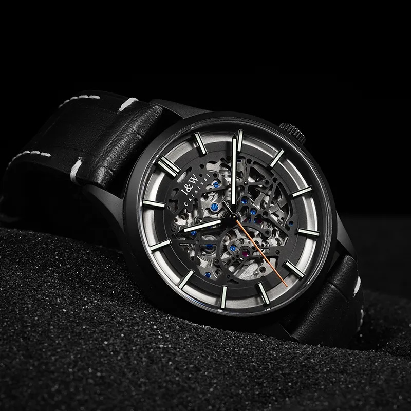 I&W CARNIVAL HWGUOJI Black Panther Collection Automatic Mechanical Movement Watch Men's Watches Black Dial-13