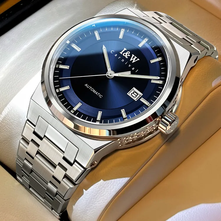 I&W CARNIVAL HWGUOJI Automatic Mechanical Movement Stainless Steel Watchband Watch Men's Watches Gray Dial-3