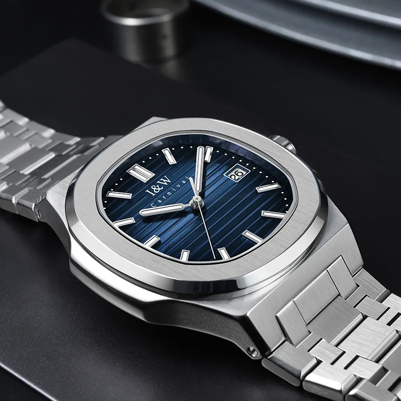I&W CARNIVAL HWGUOJI Automatic Mechanical Movement Stainless Steel Watchband Watch Men's Watches Gray Dial-6