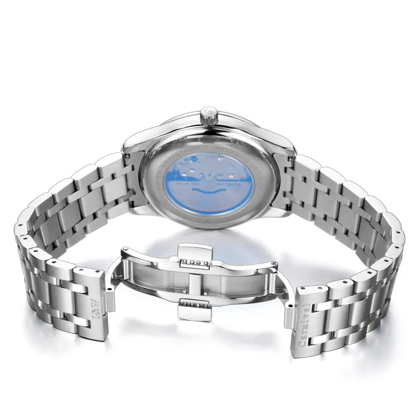 I&W CARNIVAL HWGUOJI Automatic Mechanical Movement Stainless Steel Watchband Watch Unisex White Dial-2