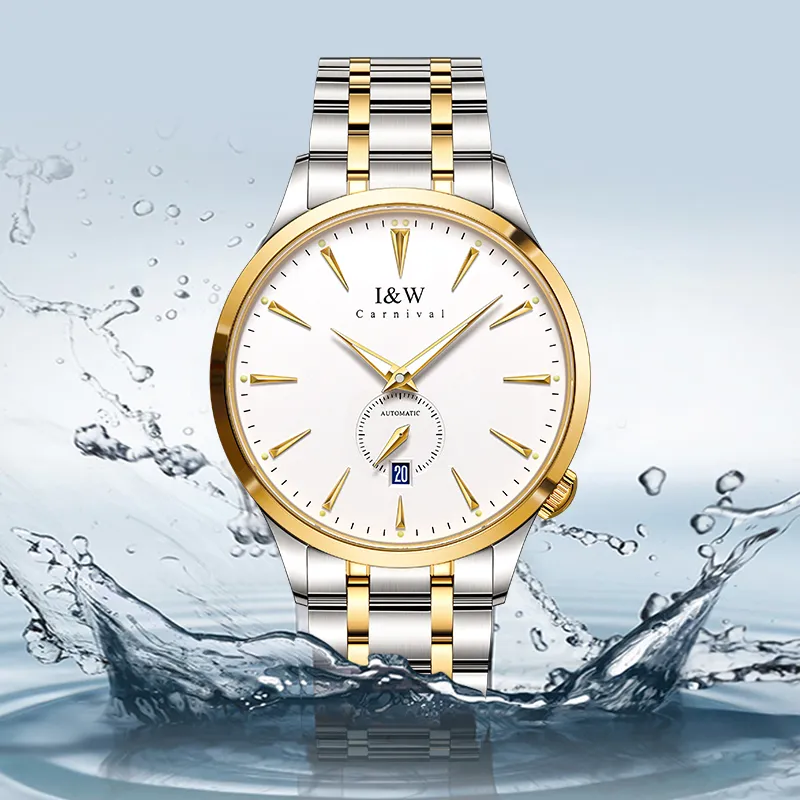 I&W CARNIVAL HWGUOJI Automatic Mechanical Movement Stainless Steel Watchband Watch Men's Watches White Dial-22