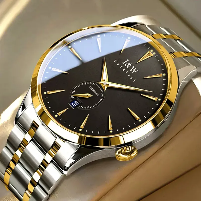 I&W CARNIVAL HWGUOJI Automatic Mechanical Movement Stainless Steel Watchband Watch Men's Watches White Dial-17