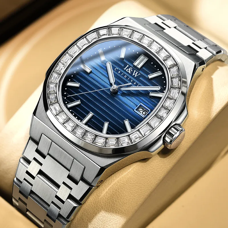 I&W CARNIVAL HWGUOJI Automatic Mechanical Movement Stainless Steel Watchband Watch Men's Watches Gray Dial-12