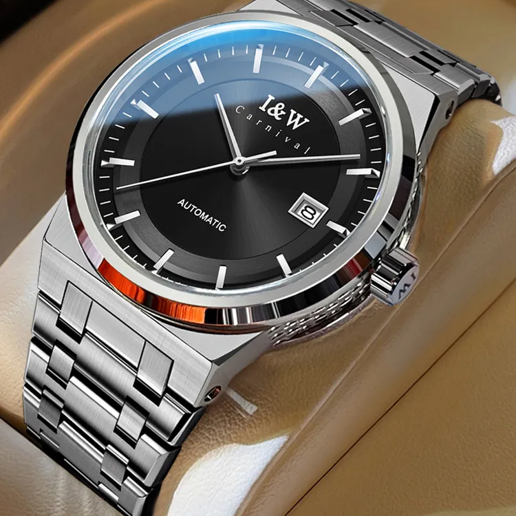 I&W CARNIVAL HWGUOJI Automatic Mechanical Movement Stainless Steel Watchband Watch Men's Watches Gray Dial-15