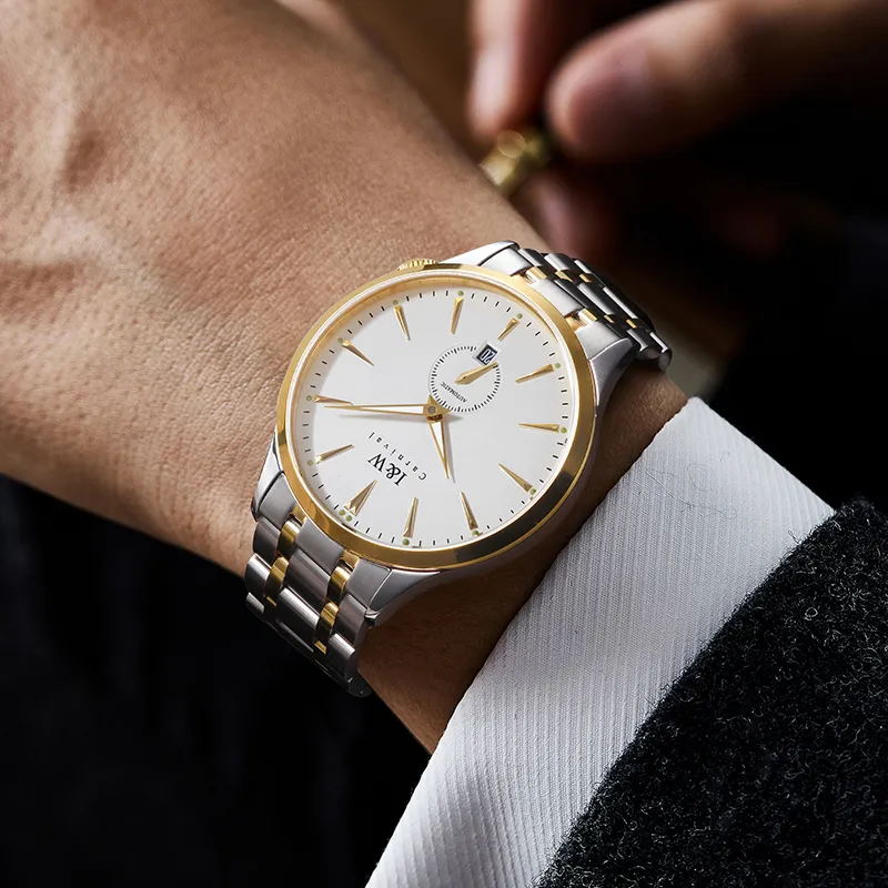 I&W CARNIVAL HWGUOJI Automatic Mechanical Movement Stainless Steel Watchband Watch Men's Watches White Dial-23